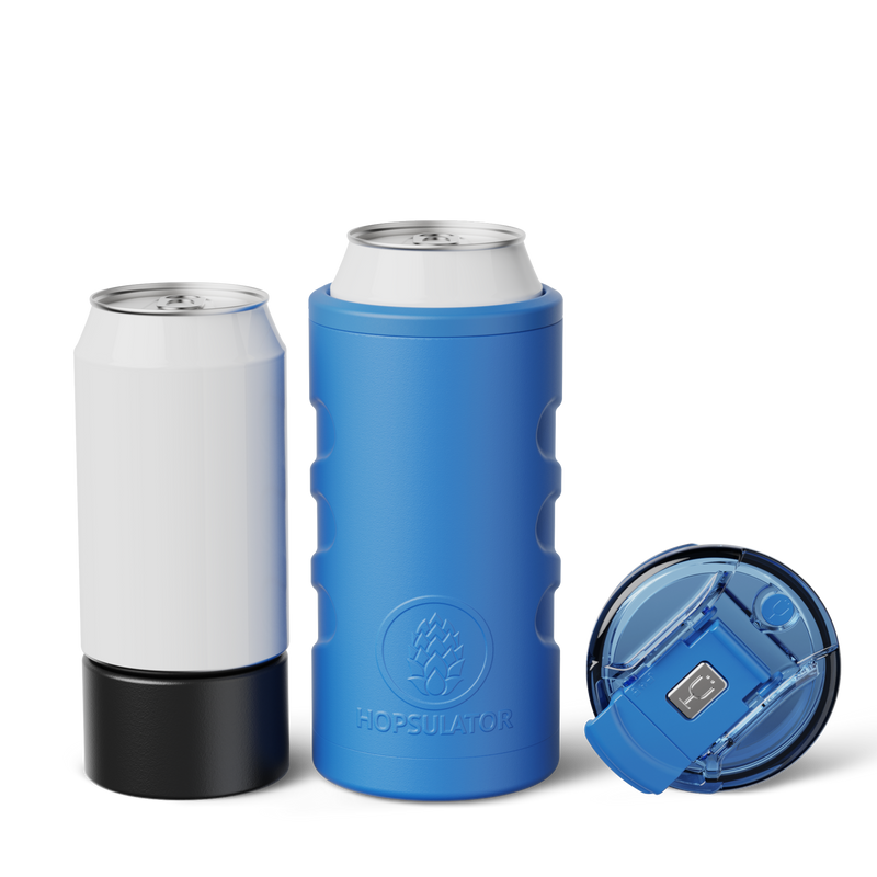 Retro Hopsulator Trio | Matte Azure | 12/16oz Standard Cans - Smooth Tailgate
